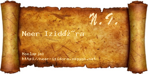 Neer Izidóra névjegykártya
